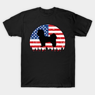 Vintage Retro Shih Tzu American Flag 4th of July Gifts T-Shirt